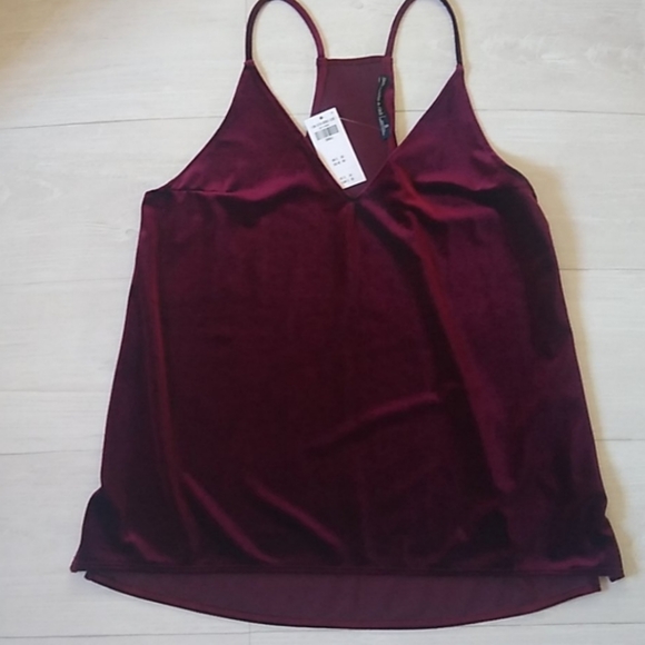 Ambercrombie & Fitch Deep Rich Cranberry Velvet Racerback Tank NWT S/M - Picture 9 of 10